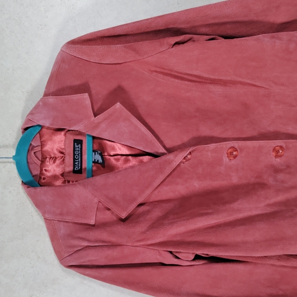 01L02 Dialogue rust suede leather button front pa… - image 2